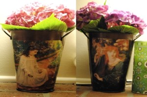 Decoupage Metal Planters