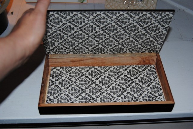 Decoupage Wooden Cigar Box Inside