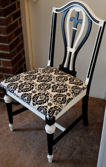 Upcycled Black and White Damask Chair