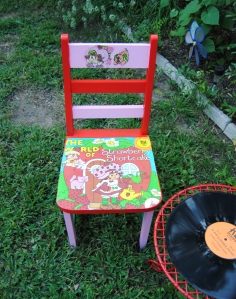 Upcycled Strawberry Shortcake Kids Record Chair