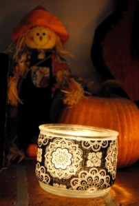 Upcycled Candle holders made with fabric and Mod Podge