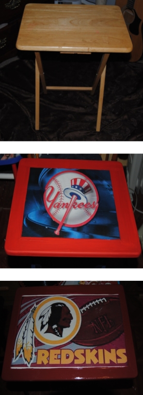 Decoupage Sports Themed TV Trays made with Mod Podge