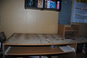 Craft table has seen better days